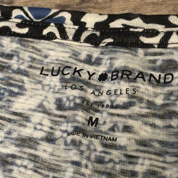 Lucky Brand Floral Shirt Women Top Size Medium Blue - Picture 2 of 5